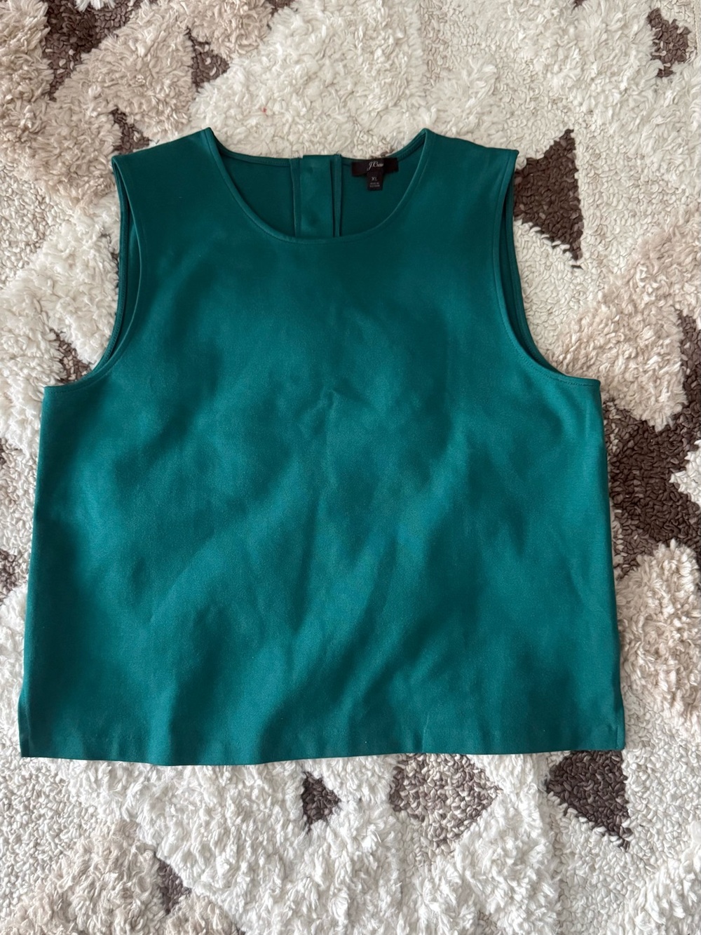 J. Crew Teal Sleeveless Ponte Shell with Rhinestone Buttons